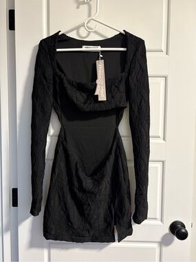 Missguided Black Long Sleeve Cutout Mini Dress (M)